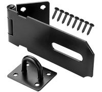 Litensh 3 Inch Loquet Porte de Cadenas Agrafe en acier inoxydable, Verrou Porte Sécurité Porte Fermoir de Cadenas Moraillon De Verrou Loquet de Verrou pour Chambre à Coucher Patio Jardin, noir