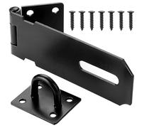 Litensh 4 Inch Loquet Porte de Cadenas Agrafe en acier inoxydable, Verrou Porte Sécurité Porte Fermoir de Cadenas Moraillon De Verrou Loquet de Verrou pour Chambre à Coucher Patio Jardin, noir