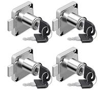 Litensh 4 Pièces verrou à came de 22mm, serrure boîte aux lettres verrou placard serrure d'armoire de sécurité avec clé différente serrures pour meubles, armoire, tiroir, bureau, casier, came.