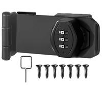 Litensh 4 pouces Loquet Porte avec Serrure a Code, Verrou Porte Placard Serrure Armoire Serrure à Combinaison Verrou à Mot de Passe pour Portes, Fenêtres, Garages, Jardins, Salles de Bains Noir