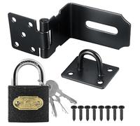 Litensh 90 Degrés Loquet de porte en acier inoxydable avec cadenas, 3 Inch Loquet de Sécurité à Moraillon de sécurité Verrou Porte Fermoir de Cadenas pour chambre à coucher, garage, fenêtre noir