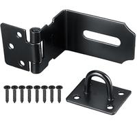 Litensh 90 degrés Loquet Porte à angle droit, 3 Inch Loquet de Cadenas Agrafe en acier inoxydable Moraillon De Verrou Porte de Sécurité Porte Fermoir de Cadenas Loquet de verrouillage noir