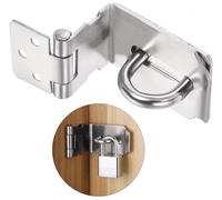 Litensh 90 degrés Loquet Porte à angle droit, 4 Inch Loquet de Cadenas Agrafe en acier inoxydable Moraillon De Verrou Porte de Sécurité Porte Fermoir de Cadenas Loquet de verrouillage argenté