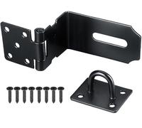 Litensh 90 degrés Loquet Porte à angle droit, 4 Inch Loquet de Cadenas Agrafe en acier inoxydable Moraillon De Verrou Porte de Sécurité Porte Fermoir de Cadenas Loquet de verrouillage noir