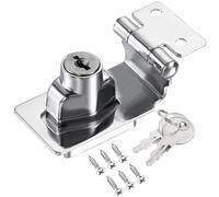 Litensh cadenas à loquet porte en avec différentes clés, moraillon de verrouillage, serrure boîte aux lettres, fermoir cadenas serrure placard verrou porte pour tiroir (Silver Right Angle 2.5 Inch)