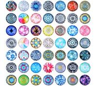 Litensh Lot de 100 cabochons décoratifs en verre - Perles rondes colorées de 20 mm - Dos plat semi-circulaire - Carreaux de mosaïque imprimées - Pour bricolage et bricolage - Pour la maison, le jardin