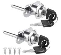 Litensh Lot de 2 serrures à piston avec clé - Verrouillage différent - Cylindres de meubles - Armoire - Vitrine - Meubles - Serrure à boulon - Argenté