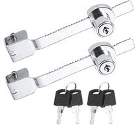 Litensh Lot de 2 verrous de scie coulissante avec clé serrure verrou vitrine en verre pour vivarium, terrarium, vitrine, serrure à cliquet pour porte en verre, clés identiques (argenté)