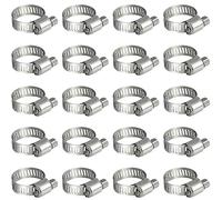 Litensh Lot de 20 colliers de serrage en acier inoxydable - Colliers de serrage pour tuyau de carburant - Pour plomberie automobile, piscine, voiture, étang et jardin (6-12 mm)