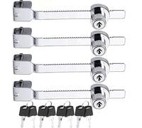Litensh Lot de 4 verrous de scie coulissante avec clé pour vivarium terrarium vitrine serrure à cliquet serrure verrou vitrine en verre pour porte en verre, clés identiques Argenté