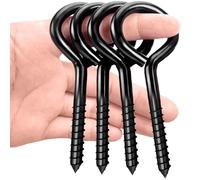 Litensh Lot de 4 vis à œillets - Grands œillets à vis - En acier inoxydable - Auto-taraudeuse - Anneau de vis à visser - Noir - M10 x 125