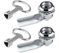 Litensh serrures triangle de boîte de compteur électrique et de gaz avec clé triangulaire pour armoire à came, verrou triangle serrure de boîte aux lettres, serrure de porte de métro (Argent - 2PCS)