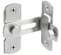 Litensh Verrou de porte à angle droit 90 degrés de grange coulissante en acier inoxydable, loquet de porte coulissante à rabat, Verrou de sécurité pour porte fenêtre armoire à vin jardin argenté