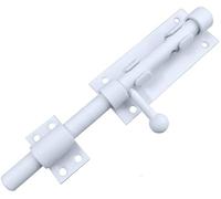 Litensh Verrou loquet de porte coulissant acier inoxydable avec trou pour cadenas, Verrou Serrure Porte de Portail a Coulisse Verrou à Boulon de Sécurité Longue, 14mm de diamètre, blanc 196mm