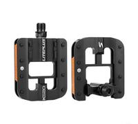 LitePlus Pédales de vélo pliables en alliage d'aluminium antidérapantes à dégagement rapide pour le cyclisme Filetage 14 mm avec réflecteur 17 mm d'épaisseur (Noir)