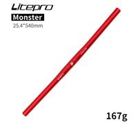 Litepro-Guidon De Vélo De Forme Horizontale Monster,Guidon De Vélo Pliant Vtt,Guidon Droit Ultra-Léger,25.4x - Type Red 540mm