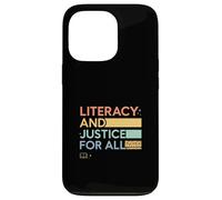Literacy and Justice for All Teacher Librarian Graphic Coque pour iPhone 13 Pro