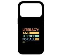 Literacy and Justice for All Teacher Librarian Graphic Coque pour iPhone 17 Pro