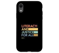 Literacy and Justice for All Teacher Librarian Graphic Coque pour iPhone XR