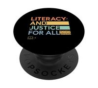 Literacy and Justice for All Teacher Librarian Graphic PopSockets PopGrip Adhésif