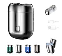 Literalous Shaver, 2025 New Upgrade Pocket Shaver USB Mini Shavers,Literalous Portable Rotary Dual Ring Electric Razor, Compact Shave for Home, Travel, Car (Silver)