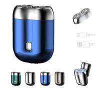 Literalous Shaver, 2025 New Upgrade Pocket Shaver USB Mini Shavers,Literalous Portable Rotary Dual Ring Electric Razor, Compact Shave for Home, Travel, Car (Blue)