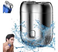 Literalous Shaver, 2025 New Upgrade Pocket Shaver USB Mini Shavers, Portable Rotary Dual Ring Electric Razor, Suitcase Design for Home, Car, Travel (Silver)