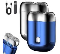 Literalous Shavers, 2025 New Upgrade Pocket Shaver USB Mini Shavers, Portable Dual Head Electric Design with USB Charging, Compact Shaver for Man Travel Home (Blue+Silver)