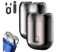 Literalous Shavers, 2025 New Upgrade Pocket Shaver USB Mini Shavers, Portable Dual Head Electric Design with USB Charging, Compact Shaver for Man Travel Home (Gray+Silver)