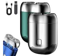 Literalous Shavers, 2025 New Upgrade Pocket Shaver USB Mini Shavers, Portable Dual Head Electric Design with USB Charging, Compact Shaver for Man Travel Home (Green+Silver)