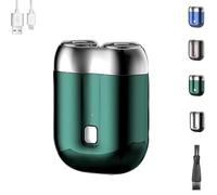Literalous Shavers, 2025 New Upgrade Pocket Shaver USB Mini Shavers, Portable Rotary Dual Ring Electric Razor, USB Charging, for Travel Office Business Trips (Green)