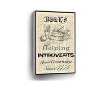 Literary Gift Books Helping Introverts Avoid Conversation Since 1454 Canvas Print Dictionary Wall-Art for Home Office School Decor(Unframed,08x12inch(20x30cm))