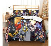 Literie 100x135 Respectueux De La Peau Enfants Kingdom Hearts Housse De Couette Coton Filles Adolescents Literie avec Taie d'oreiller (KH 04,220x240cm(1.8M/2MBed))