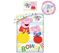 Literie coton 140x200 Peppa Pig couleur PE-3265BL taie d'oreiller 70x90 + sac coton Halantex