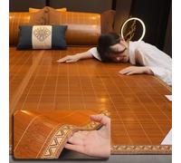 Literie D’été Tapis De Bambou pour Lit, Utilisation Double Face Tapis De Couchage D’été Cool Pad pour Dortoir D’école à La Maison, Refroidissement Rapide Respirant Pli, 220x200cm/87x79in