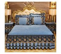 Literie de Luxe Couvre-Lits Style européen sur Le lit Jupe en Dentelle taies d'oreiller Cristal King Queen Size Textiles Maison(Sky Blue,1 Pc Skirt 150x200cm)