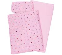 Literie de poupée - GOKI - Rose à coeurs - Ensemble oreiller, dessus et dessous de lit