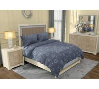 Literie en coton 140x200 Bloom graphite blanc fleurs Golden Zaratex
