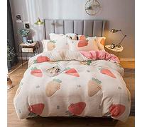 literie Flanelle Chaude à Chaud Ensemble Couvercle Couette Floral avec Couverture de Courtepointe d'hiver en Feuille d'ajustement (Couleur: C Taille: Double) (E Full)