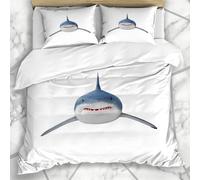 Literie - Housse De Couette Attaque De Poissons Profonds Grand Requin Blanc Carcharodon Carcharias Mondes Aquatiques Attaque Barri¿¿Re De Corail Plage Microfibre Trois Pi¿¿Ces * Cm