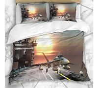 Literie - Housse De Couette Avion Avion Transporteur Affaires Nuage Combattant Vol Fly Jet Missile Ensemble Trois Pi¿¿Ces En Microfibre Avec Taies D'oreiller * Cm