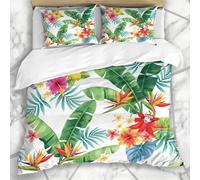 Literie Housse De Couette Bloom Green Tropic Pattern Palmier Feuilles Fleurs Tropicales ¿¿T¿¿ Nature Floral Forest Hibiscus Leaf Ensemble Trois P