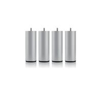 LITERIE - Jeu de pieds de lit cylindriques en métal Gris Hauteur 16 cm (lot de 4)