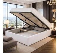 Literie Julien Ensemble Lit Coffre et Matelas 120x190 cm - Couleur : Blanc - Sommier Relevable avec Vérins Hydrauliques - Matelas Haute Densité Confort Souple - Lit Coffre Déhoussable