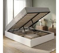 Literie Julien Ensemble Lit Coffre et Matelas 180x200 cm - Couleur : Blanc - Sommier Relevable avec Vérins Hydrauliques - Matelas Soutien Très Ferme Haute Densité - Lit Coffre Déhoussable