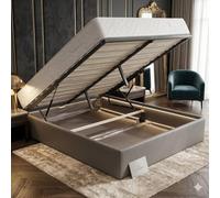 Literie Julien Ensemble Lit Coffre et Matelas 180x200 cm - Couleur : Gris - Sommier Relevable avec Vérins Hydrauliques - Matelas Soutien Très Ferme Haute Densité - Lit Coffre Déhoussable