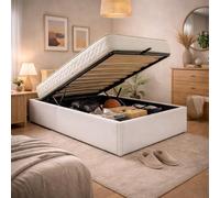 Literie Julien Ensemble Lit Coffre et Matelas 90x200 cm - Couleur : Gris - Sommier Relevable avec Vérins Hydrauliques - Matelas Haute Densité Confort Souple - Lit Coffre Déhoussable