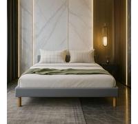 Literie Julien Gregory - Solide et Confortable Sommier Tapissier Gris + Pieds en 20 cm pour Matelas en 140x200-13 Lattes - Montage Rapide et Facile - revetement PVC Facile d'entretien