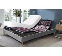 Literie orthopédique électrique à plots évolutifs : 140 x 190 cm (2 sommiers de 70 x 190 cm) / Gris clair / Sans matelas
