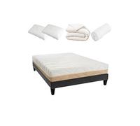 LITERIE - Pack Prêt à dormir LEMAN 90x190 cm - Matelas Mousse hypersoft + Sommier + Accessoires
